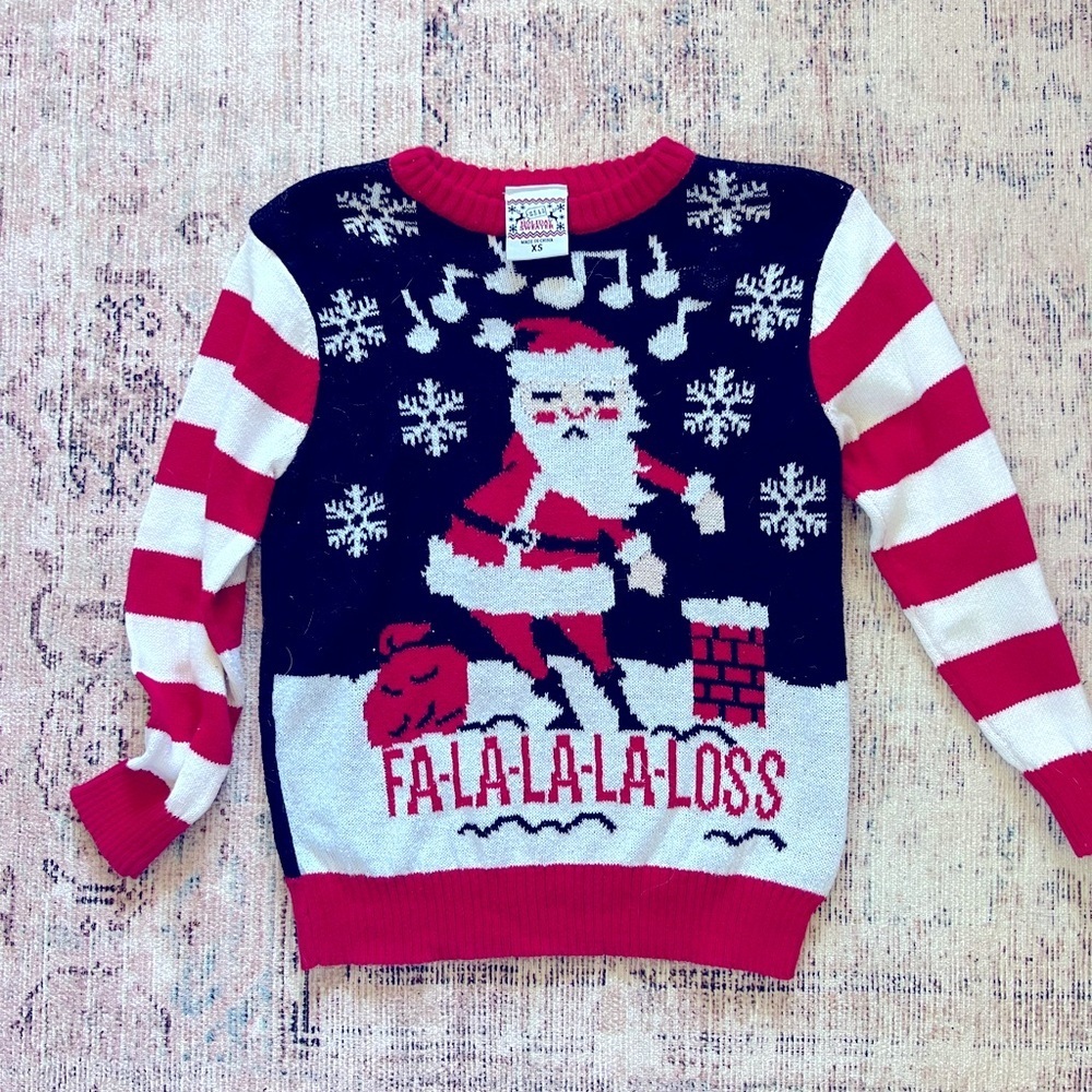 Well Worn Red and White Santa Sweater